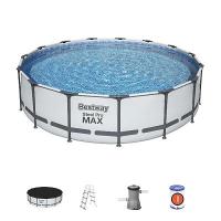 Bestway 56488 BW Каркасный бассейн Steel Pro Max 457х107см, 14970л, фил.-насос 3028л/ч, лестница, тент Bestway 56488 BW Каркасный бассейн Steel Pro Max 457х107см, 14970л, фил.-насос 3028л/ч, лестница, тент