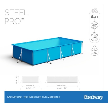 Bestway 56405 BW Каркасный бассейн Steel Pro 400х211х81см, 5700л