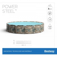 Bestway 56966 BW Каркасный бассейн Power Steel 488x122см "Камень" 19480л, фил.-нас. 5678л/ч, лестн., тент, попл.-доз. Bestway 56966 BW Каркасный бассейн Power Steel 488x122см "Камень" 19480л, фил.-нас. 5678л/ч, лестн., тент, попл.-доз.